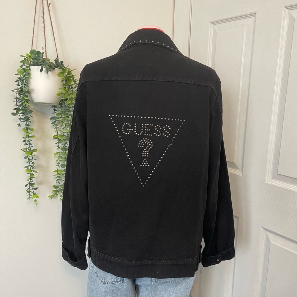 Guess | Nerissa studded logo black denim jacket - Picture 2 of 8
